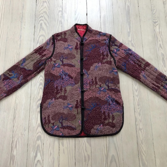 VTG Vintage 1970s / 70s Quilted Jacket Bird Nature Pattern - Picture 8 of 9